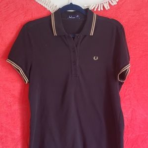 Navy and tan Fred Perry twin tipped polo shirt